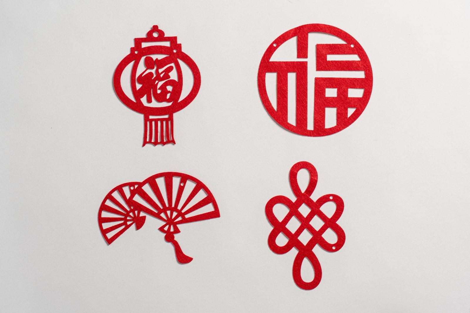 紅色中式年節不織布紙雕
